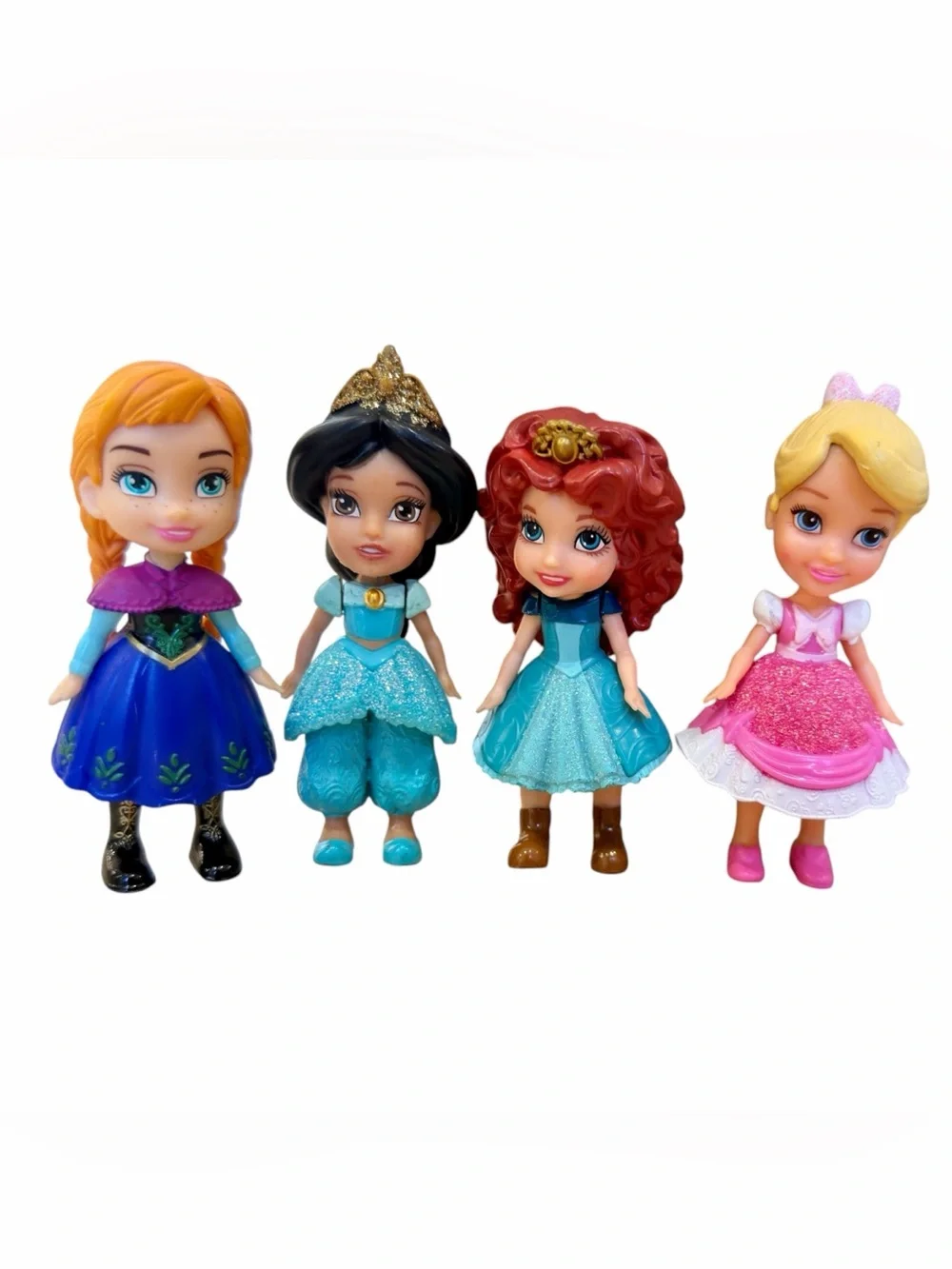 Disney princess toddler mini dolls 3“ jasmine Cinderella Anna Merida - set of 4.